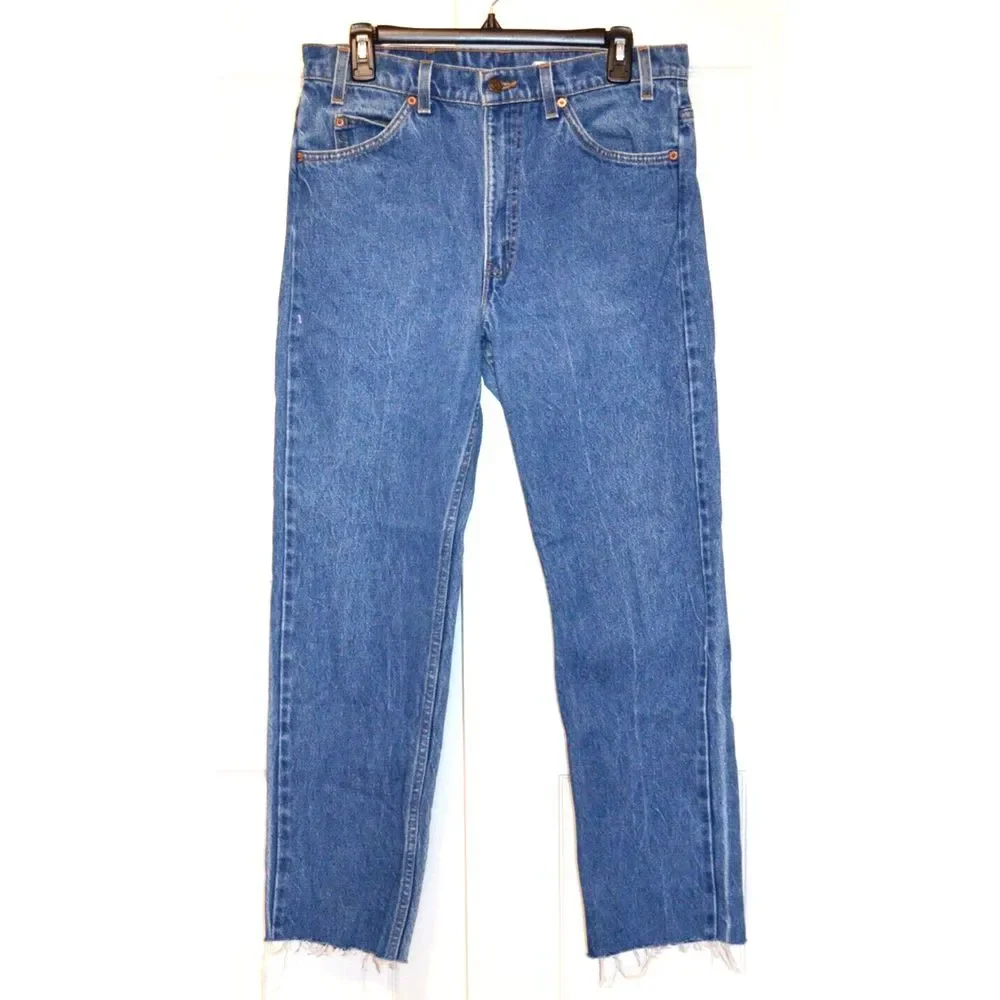 Vintage Levi 505 Orange Tab Jeans Mens 34 Inseam 28 (Cut Off) Reg Fit Straight‎